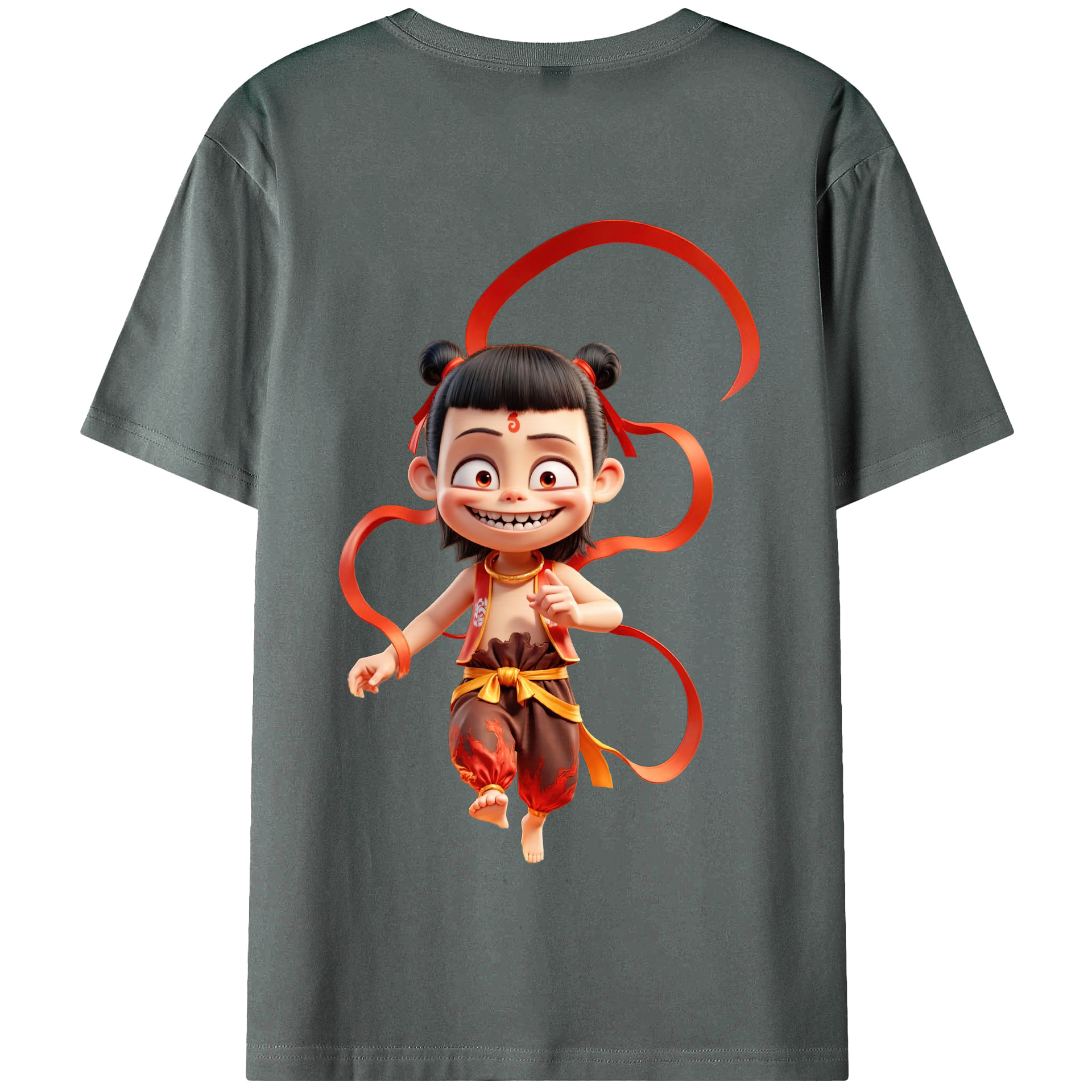 （画像用） Ne Zha 2 ナタ 魔童の大暴れ 綿100％半袖Tシャツ（背面プリント）